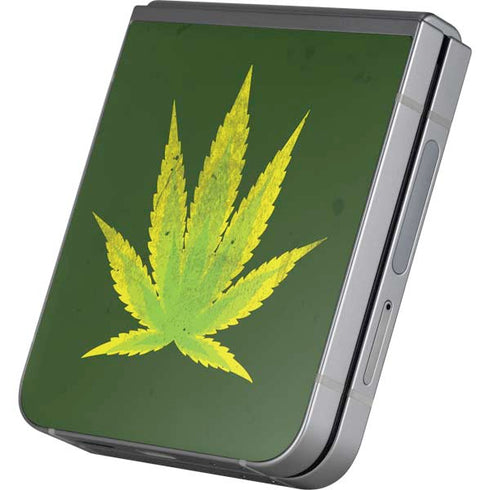 Marijuana Leaf Light Green Galaxy Z Flip6 Skin